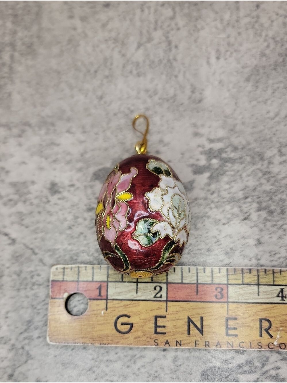 Vintage Floral Cloisonné Egg Ornament - Picture 8 of 11